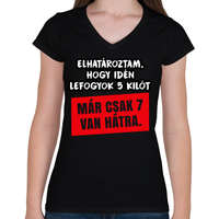 printfashion Fogyókura - Női V-nyakú póló - Fekete