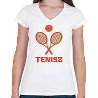 printfashion Tenisz - 3D - Női V-nyakú póló - Fehér