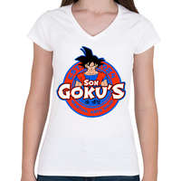 printfashion Son Goku Dojo - Női V-nyakú póló - Fehér