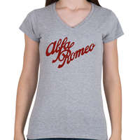 printfashion Alfa Romeo bordó - Női V-nyakú póló - Sport szürke