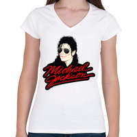 printfashion michael-jackson - Női V-nyakú póló - Fehér