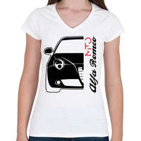 printfashion Alfa Romeo Mito - fekete - Női V-nyakú póló - Fehér