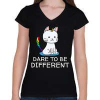 printfashion Dare to be different - Női V-nyakú póló - Fekete