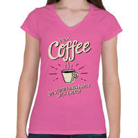 printfashion Reggeli kávé - Női V-nyakú póló - Rózsaszín