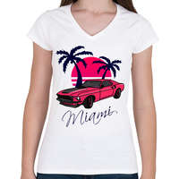 printfashion Miami - Női V-nyakú póló - Fehér