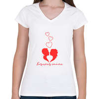 printfashion Forever mine - Női V-nyakú póló - Fehér