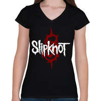 printfashion Slipknot - Női V-nyakú póló - Fekete