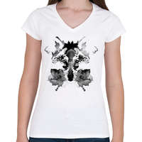 printfashion Rorschach - Női V-nyakú póló - Fehér