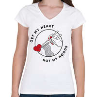 printfashion Get my heart - Női V-nyakú póló - Fehér