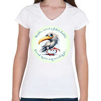 printfashion Ritka, mint a fehér holló... - Női V-nyakú póló - Fehér