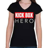printfashion KICK BOX HERO - Női V-nyakú póló - Fekete