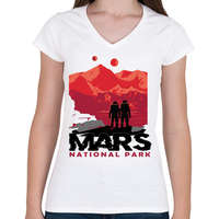 printfashion Mars nemzeti park - national park - Női V-nyakú póló - Fehér