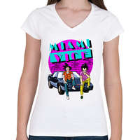 printfashion Dragon Ball Miami Vice - Női V-nyakú póló - Fehér