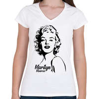 printfashion Marilyn Monroe - Női V-nyakú póló - Fehér