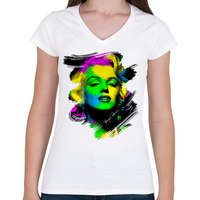 printfashion marilyn-monroe-png - Női V-nyakú póló - Fehér