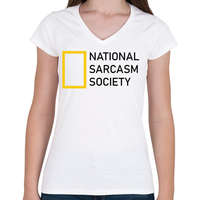 printfashion National Sarcasm Society - Black - Női V-nyakú póló - Fehér