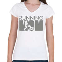 printfashion Running mom - Női V-nyakú póló - Fehér