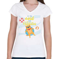 printfashion In the mood for Balaton - Női V-nyakú póló - Fehér