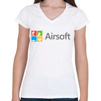 printfashion Airsoft - Női V-nyakú póló - Fehér