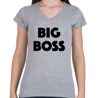 printfashion BIG BOSS - Női V-nyakú póló - Sport szürke