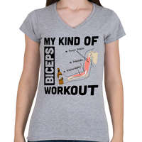 printfashion My Kind Of BICEPS Workout /w/ - Női V-nyakú póló - Sport szürke