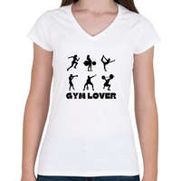 printfashion Gym Lover - Női V-nyakú póló - Fehér