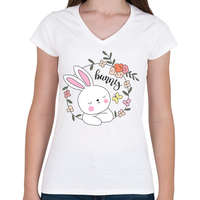 printfashion Easter Bunny - Női V-nyakú póló - Fehér