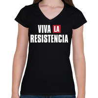printfashion Viva la resistencia - Női V-nyakú póló - Fekete