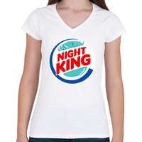 printfashion Nigh King - Női V-nyakú póló - Fehér