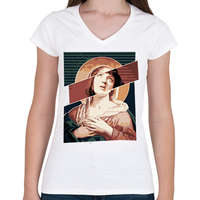 printfashion Szűz Mia - Női V-nyakú póló - Fehér