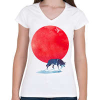 printfashion Fear the red - Női V-nyakú póló - Fehér