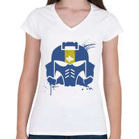 printfashion Space Wolves helmet - Női V-nyakú póló - Fehér