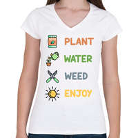 printfashion Plant, water, weed, enjoy - Női V-nyakú póló - Fehér