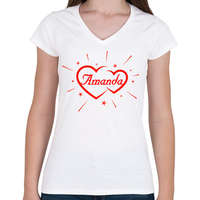 printfashion Amanda - Női V-nyakú póló - Fehér