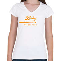 printfashion baby-loading-orange-white - Női V-nyakú póló - Fehér