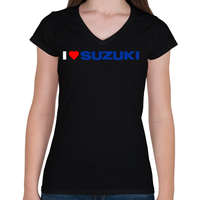 printfashion I love my Suzuki - Női V-nyakú póló - Fekete