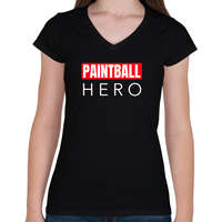 printfashion PAINTBALL HERO - Női V-nyakú póló - Fekete