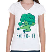printfashion Brocco Lee - Női V-nyakú póló - Fehér