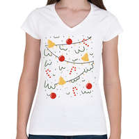 printfashion Karácsonyfa jelmez - Női V-nyakú póló - Fehér