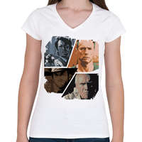 printfashion Best of Clint Eastwood - Női V-nyakú póló - Fehér