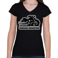 printfashion Yamaha Dragstar motor - Női V-nyakú póló - Fekete