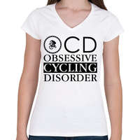 printfashion OCD - Biciklis - Női V-nyakú póló - Fehér