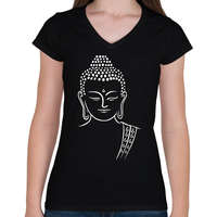 printfashion buddha - Női V-nyakú póló - Fekete