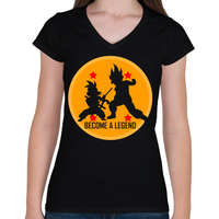 printfashion Dragon Ball - Légy Legenda! - Női V-nyakú póló - Fekete