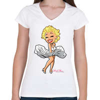 printfashion marilyn-monroe-png-2300195 - Női V-nyakú póló - Fehér