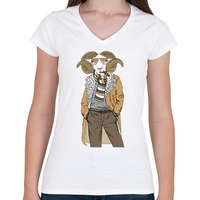 printfashion Fashion Goat - Női V-nyakú póló - Fehér