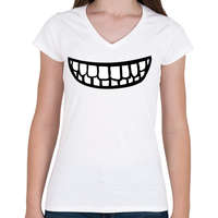 printfashion Clipart Smile - Női V-nyakú póló - Fehér