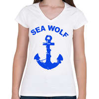 printfashion sea wolf - Női V-nyakú póló - Fehér