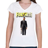 printfashion John Wick " The Reaper" Fortnite - Női V-nyakú póló - Fehér