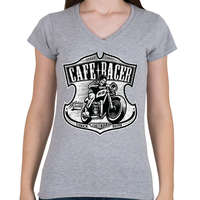 printfashion Café Racer futam - Női V-nyakú póló - Sport szürke